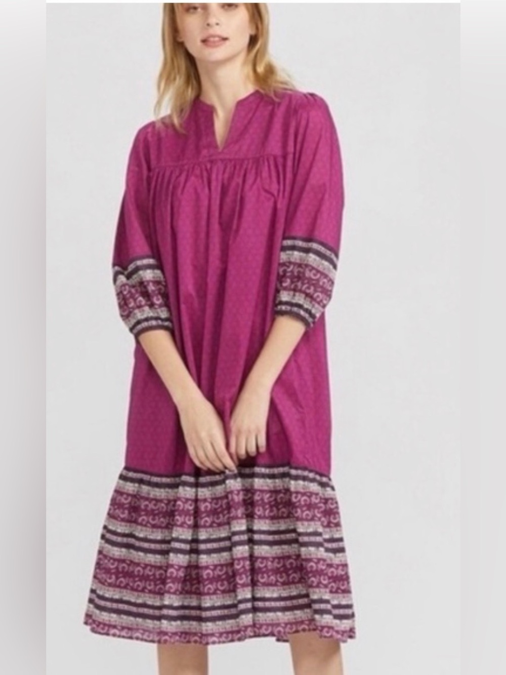 Anna Sui Uniqlo Women’s Purple Boho Midi Dress Sz Large